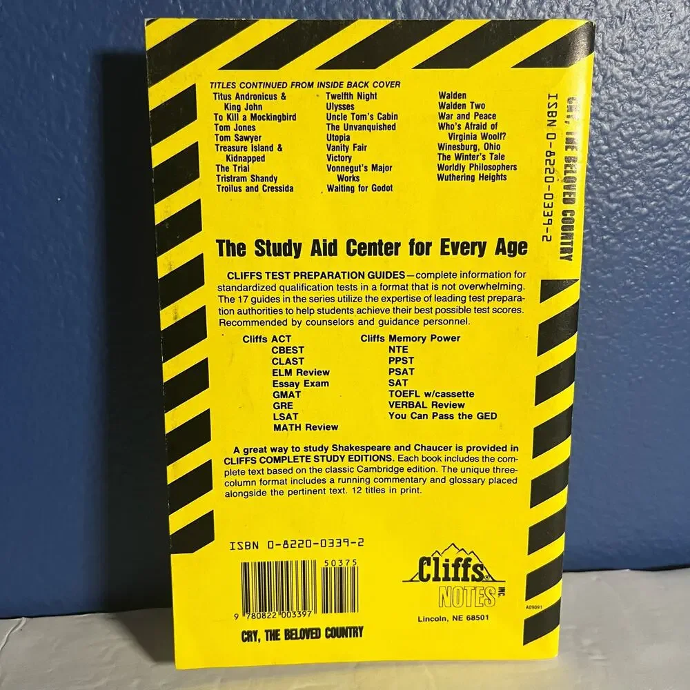 Cliff Notes:‎ Cry, The Beloved Country